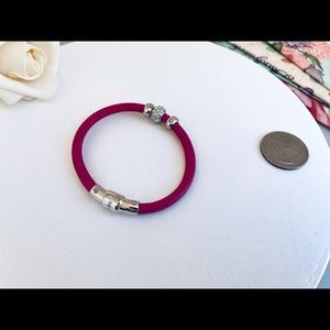 Henri Bendel Red Leather Logo Magnetite Bracelet